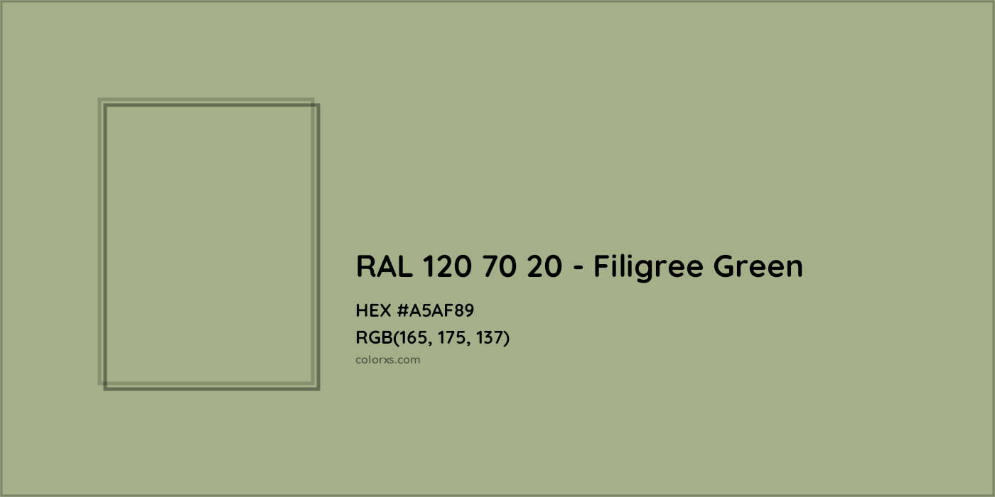 HEX #A5AF89 RAL 120 70 20 - Filigree Green CMS RAL Design - Color Code