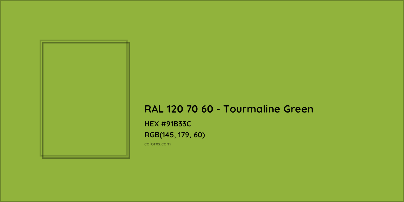 HEX #91B33C RAL 120 70 60 - Tourmaline Green CMS RAL Design - Color Code