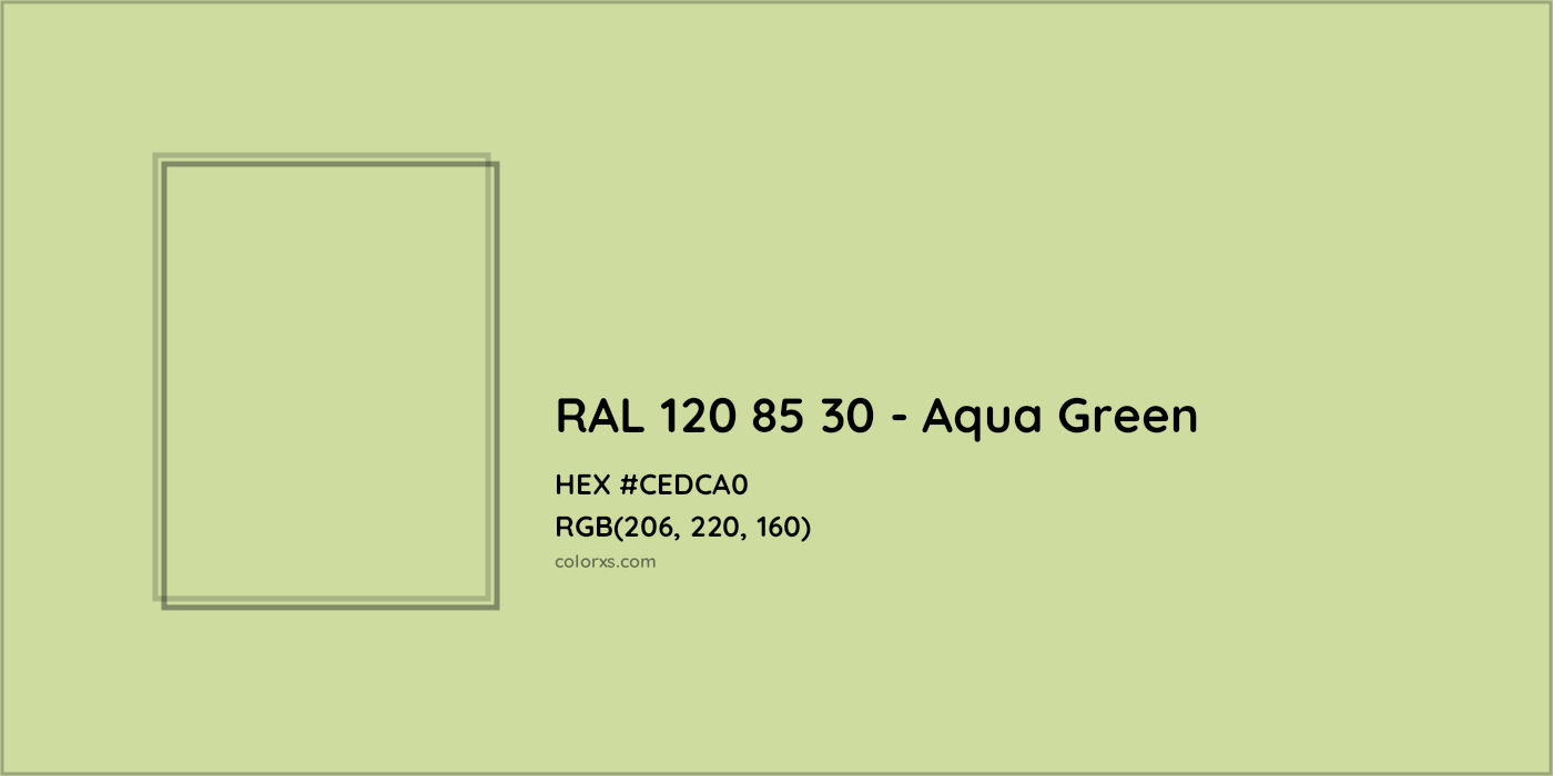 HEX #CEDCA0 RAL 120 85 30 - Aqua Green CMS RAL Design - Color Code