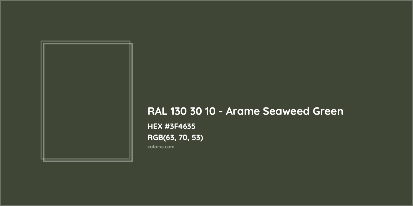 HEX #3F4635 RAL 130 30 10 - Arame Seaweed Green CMS RAL Design - Color Code