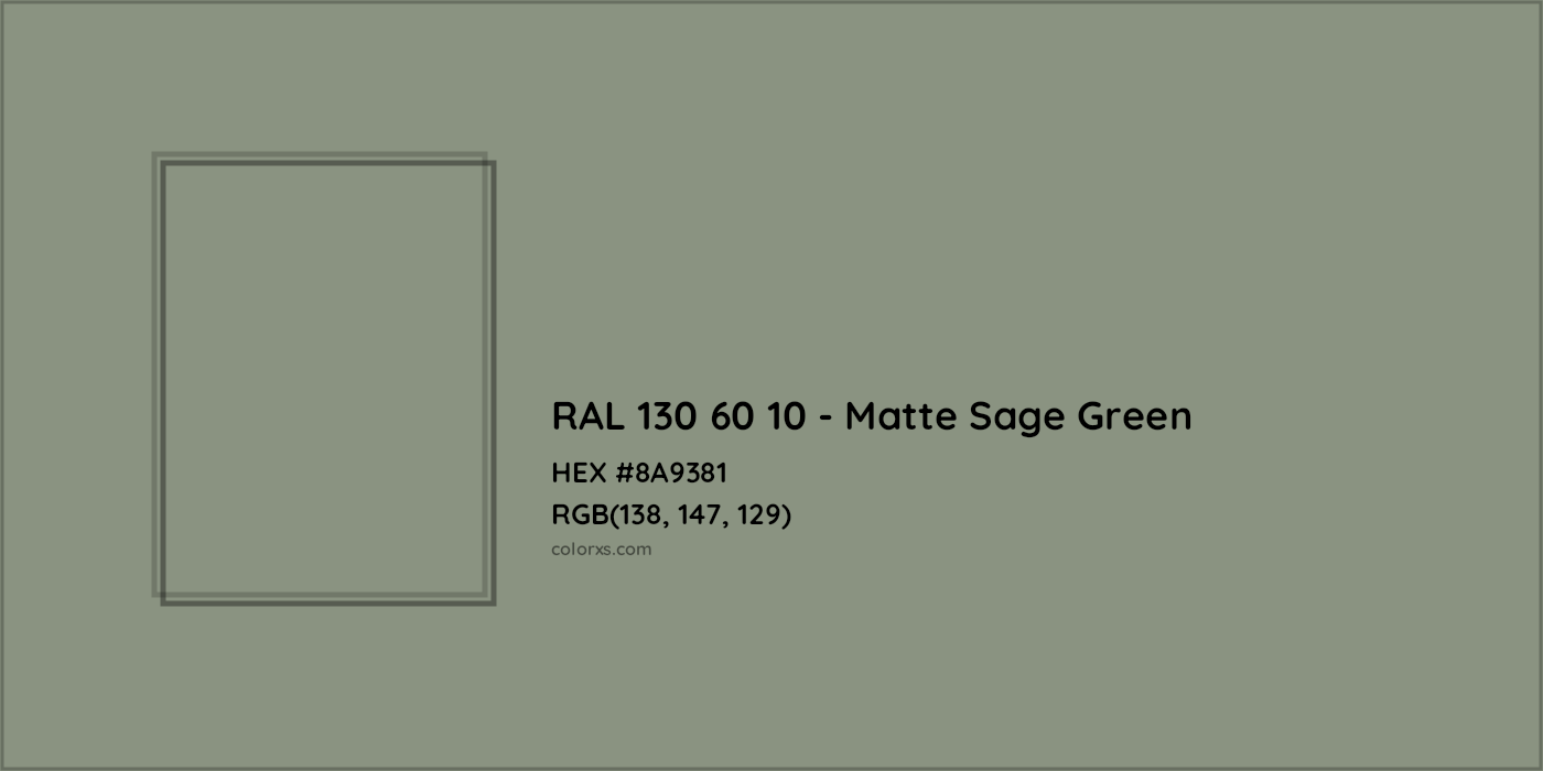 HEX #8A9381 RAL 130 60 10 - Matte Sage Green CMS RAL Design - Color Code