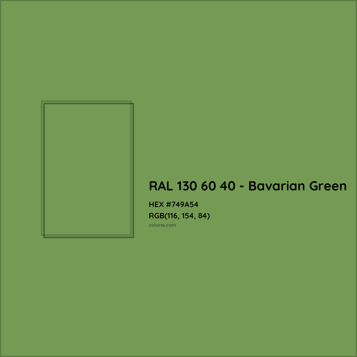 HEX #749A54 RAL 130 60 40 - Bavarian Green CMS RAL Design - Color Code