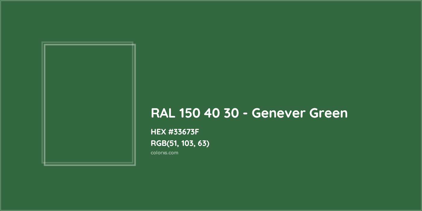 HEX #33673F RAL 150 40 30 - Genever Green CMS RAL Design - Color Code
