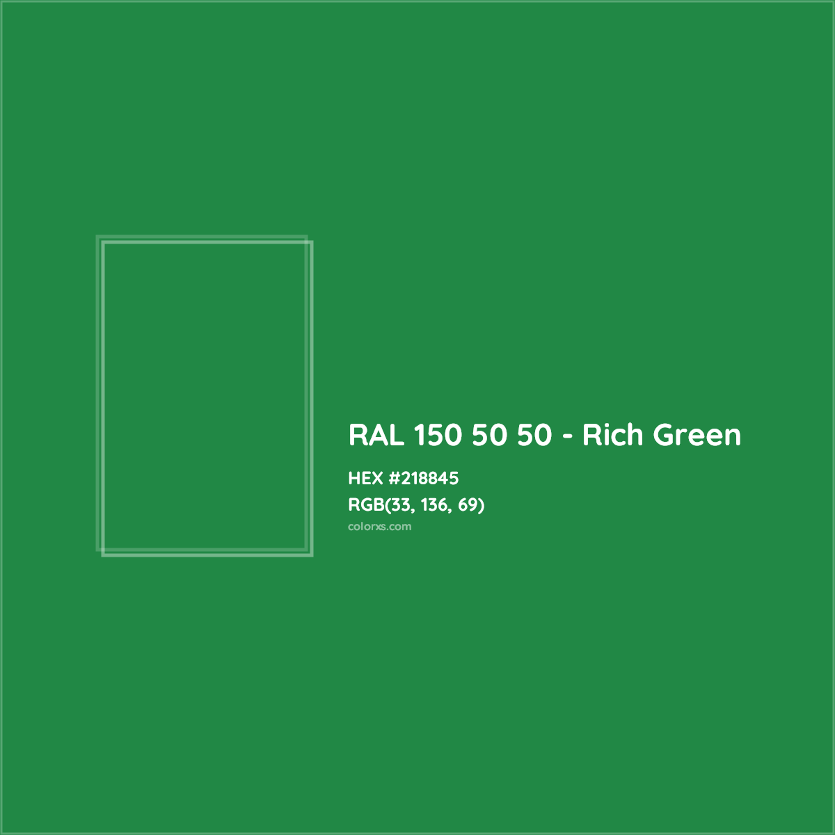HEX #218845 RAL 150 50 50 - Rich Green CMS RAL Design - Color Code