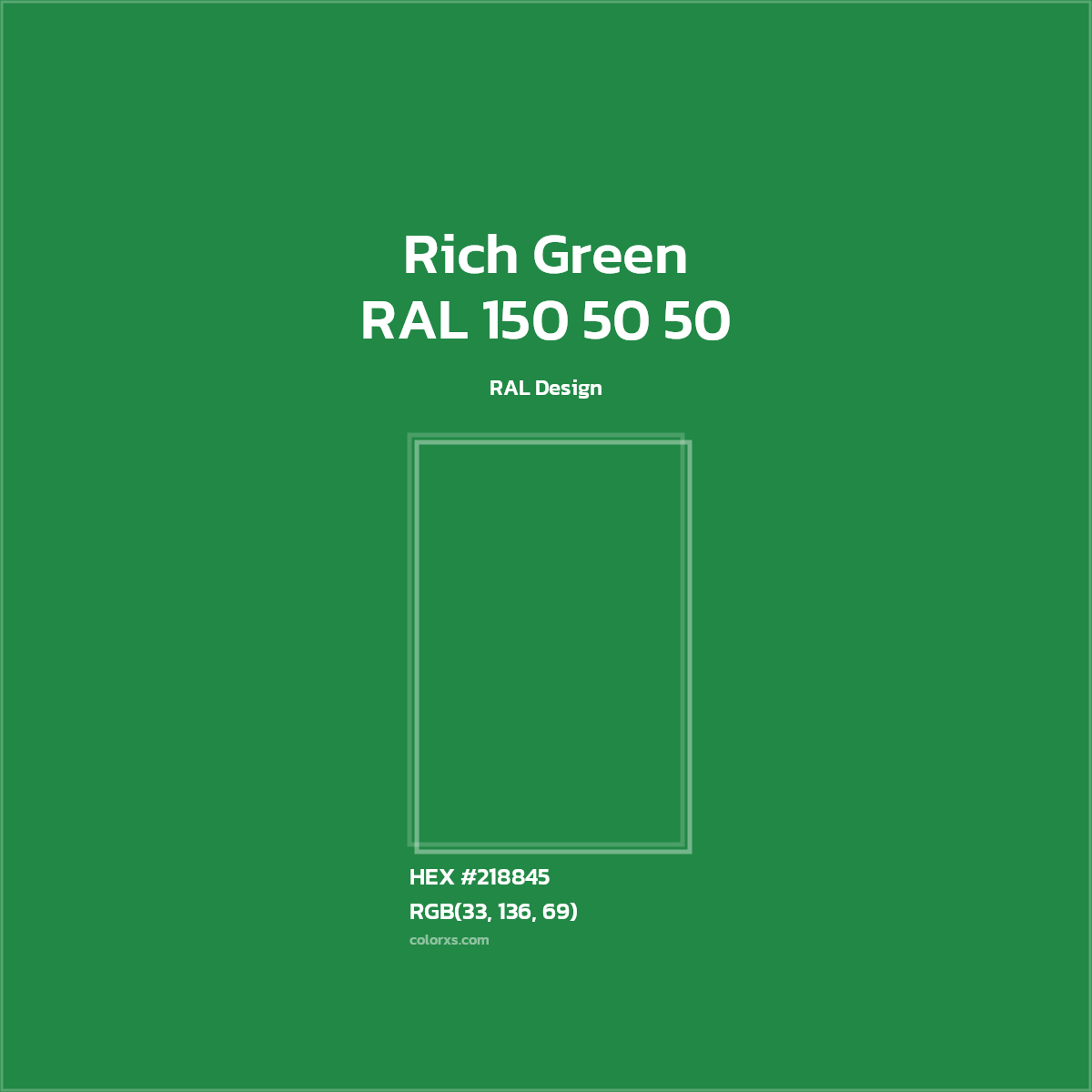 HEX #218845 RAL 150 50 50 - Rich Green CMS RAL Design - Color Code