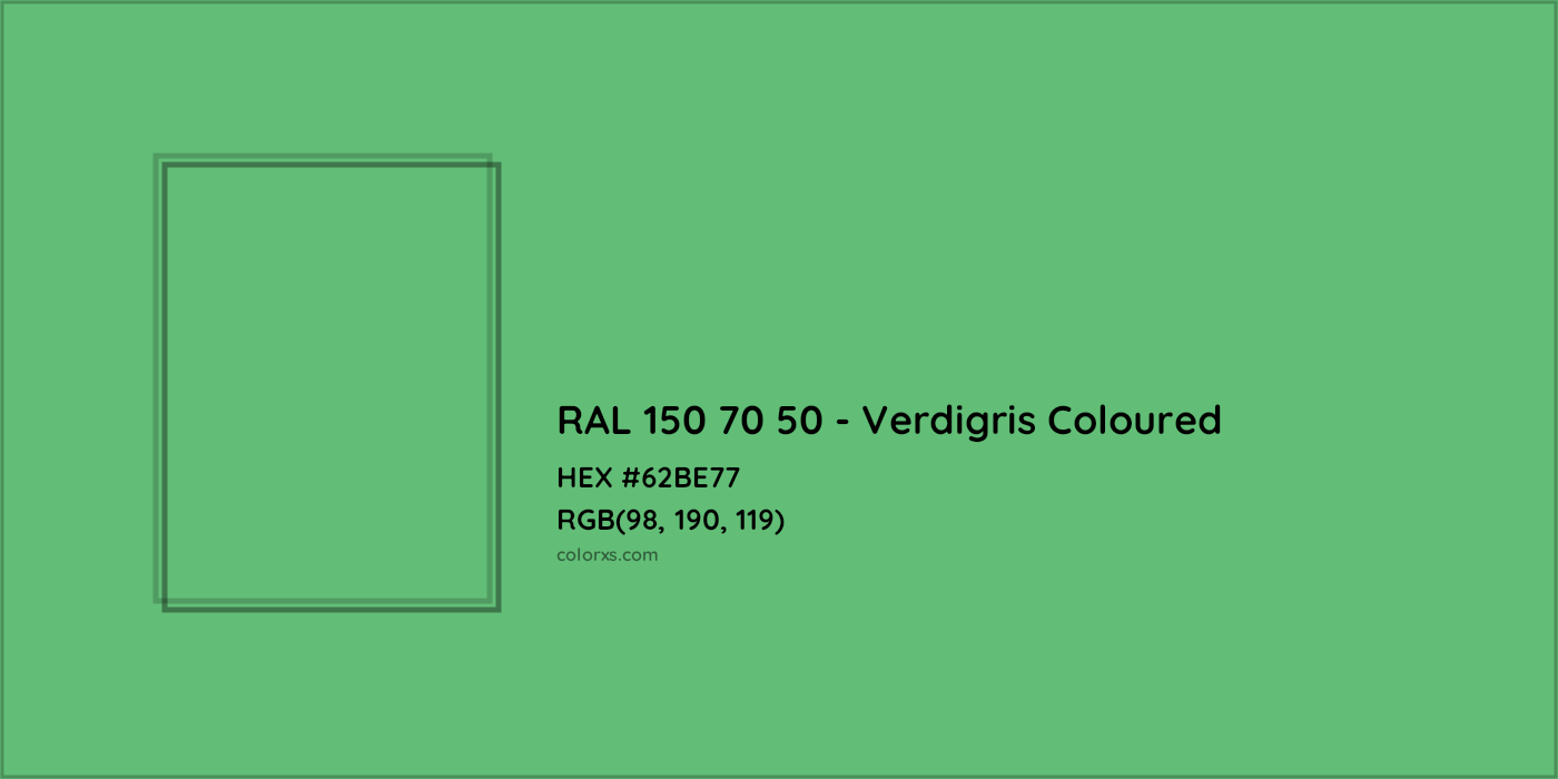HEX #62BE77 RAL 150 70 50 - Verdigris Coloured CMS RAL Design - Color Code