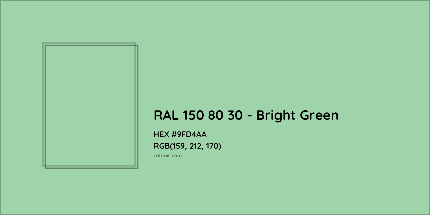 HEX #9FD4AA RAL 150 80 30 - Bright Green CMS RAL Design - Color Code