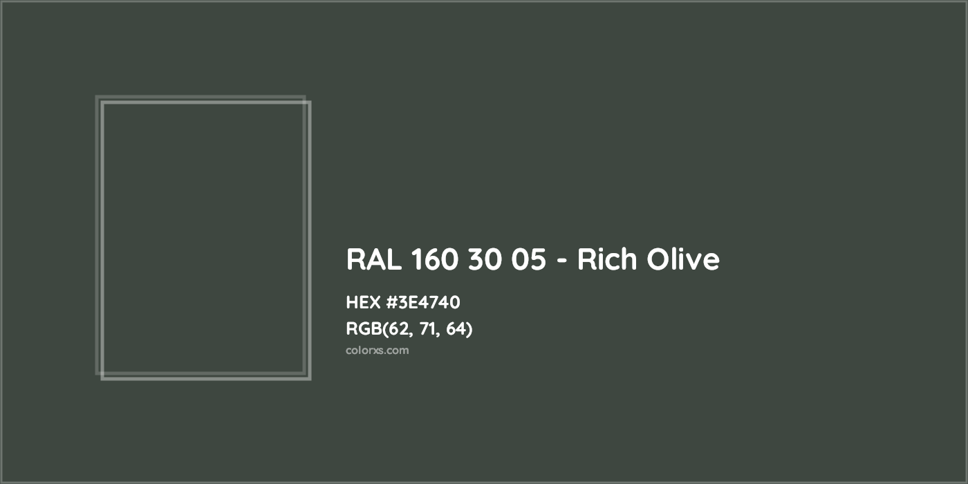 HEX #3E4740 RAL 160 30 05 - Rich Olive CMS RAL Design - Color Code