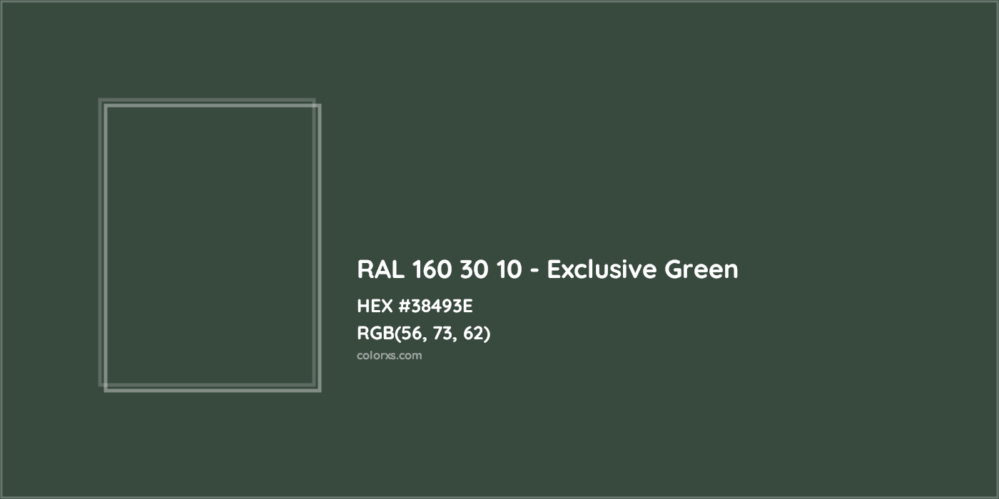 HEX #38493E RAL 160 30 10 - Exclusive Green CMS RAL Design - Color Code