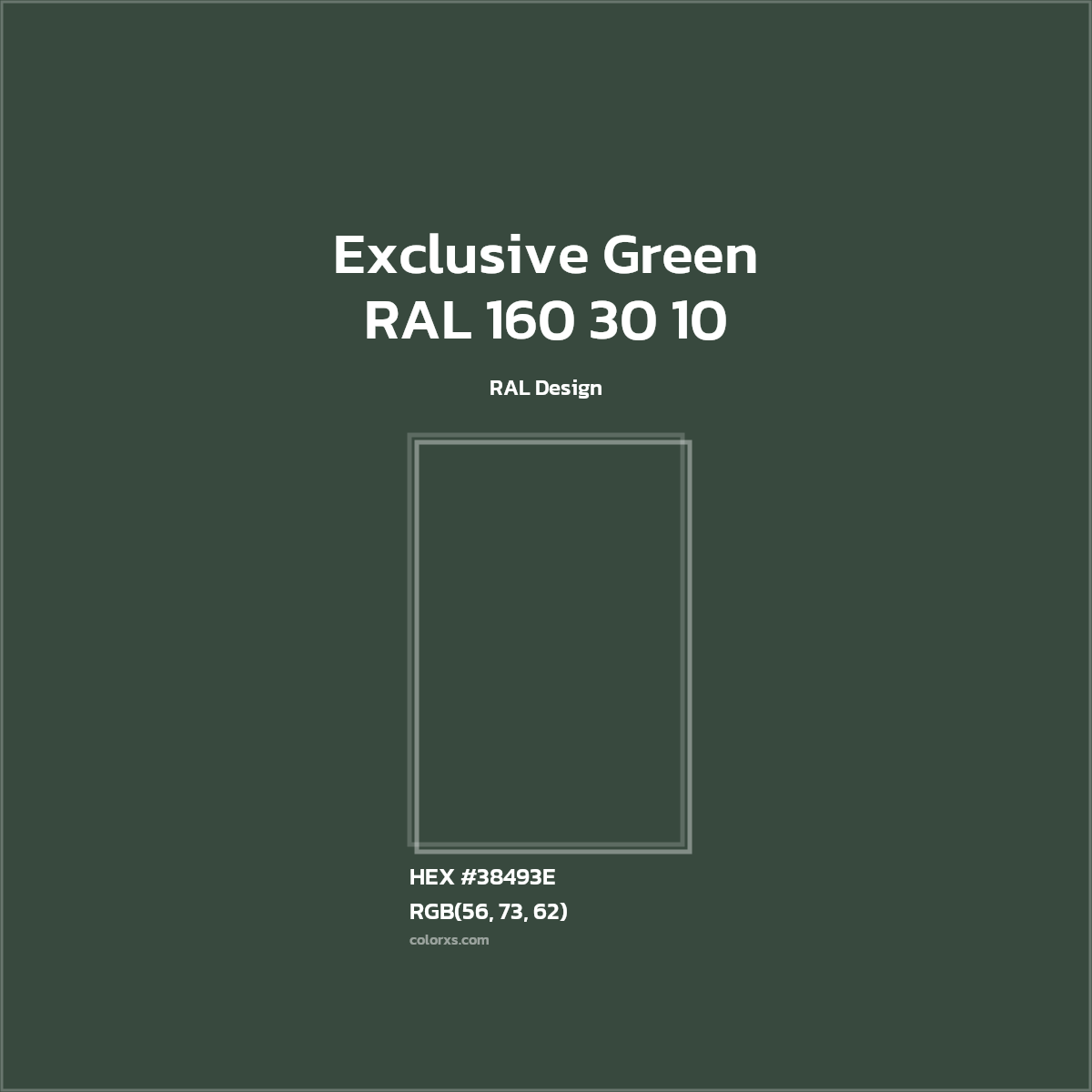 HEX #38493E RAL 160 30 10 - Exclusive Green CMS RAL Design - Color Code