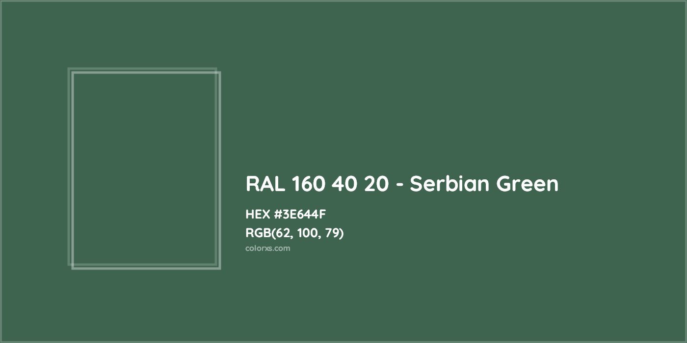 HEX #3E644F RAL 160 40 20 - Serbian Green CMS RAL Design - Color Code