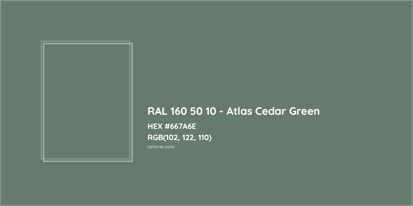 HEX #667A6E RAL 160 50 10 - Atlas Cedar Green CMS RAL Design - Color Code