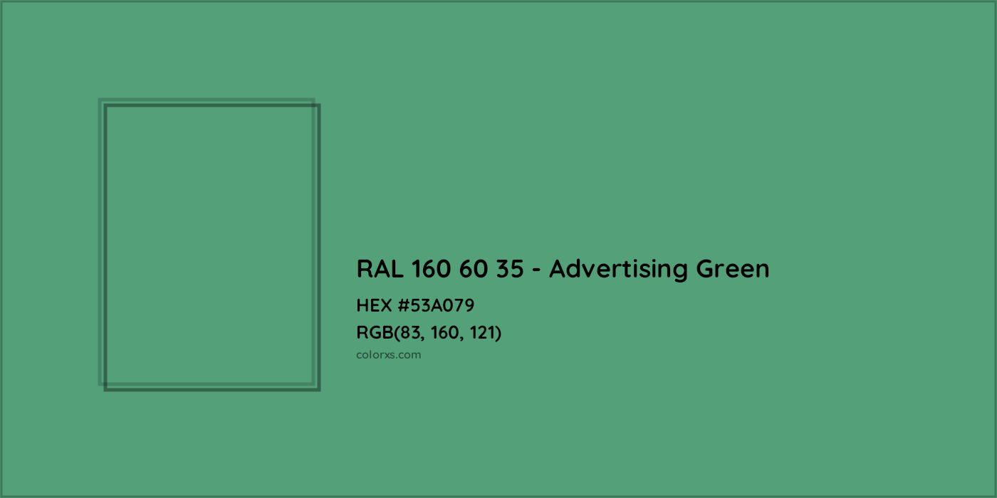 HEX #53A079 RAL 160 60 35 - Advertising Green CMS RAL Design - Color Code