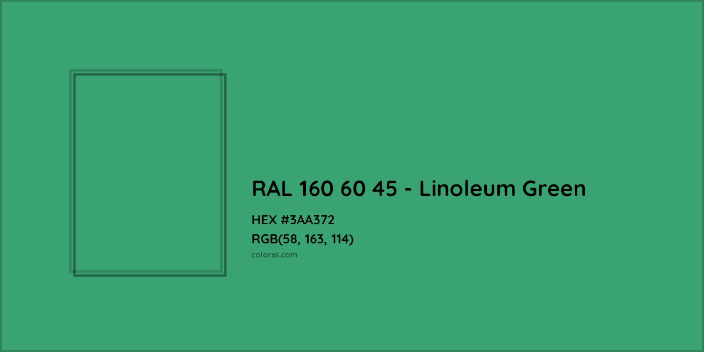 HEX #3AA372 RAL 160 60 45 - Linoleum Green CMS RAL Design - Color Code