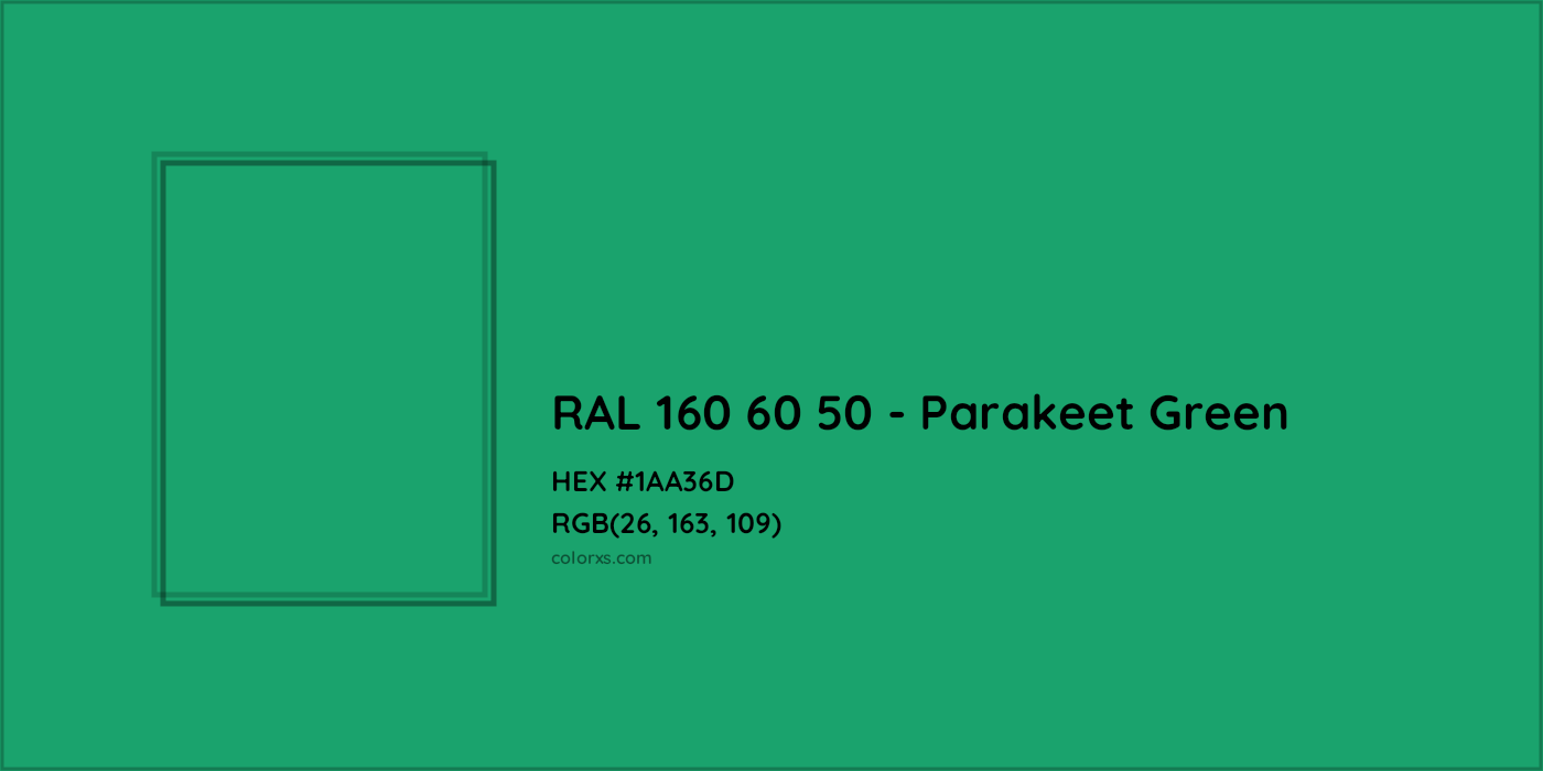 HEX #1AA36D RAL 160 60 50 - Parakeet Green CMS RAL Design - Color Code