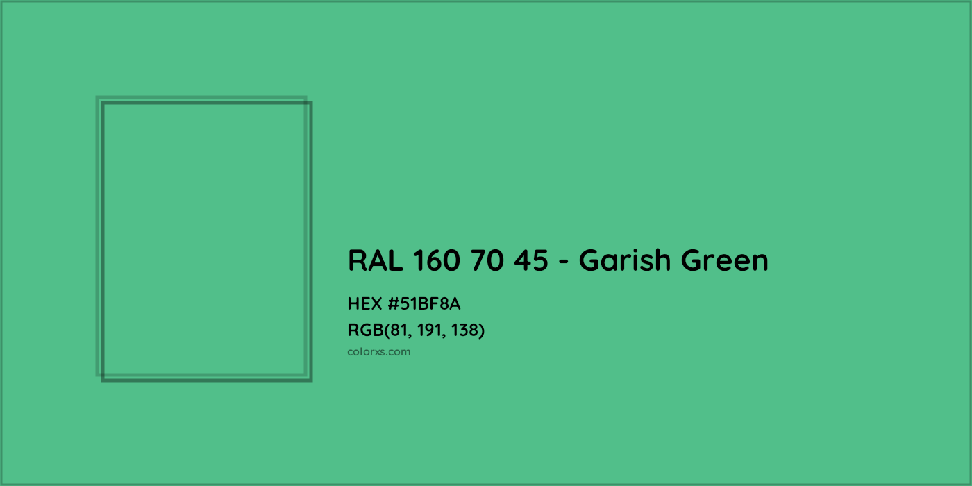 HEX #51BF8A RAL 160 70 45 - Garish Green CMS RAL Design - Color Code