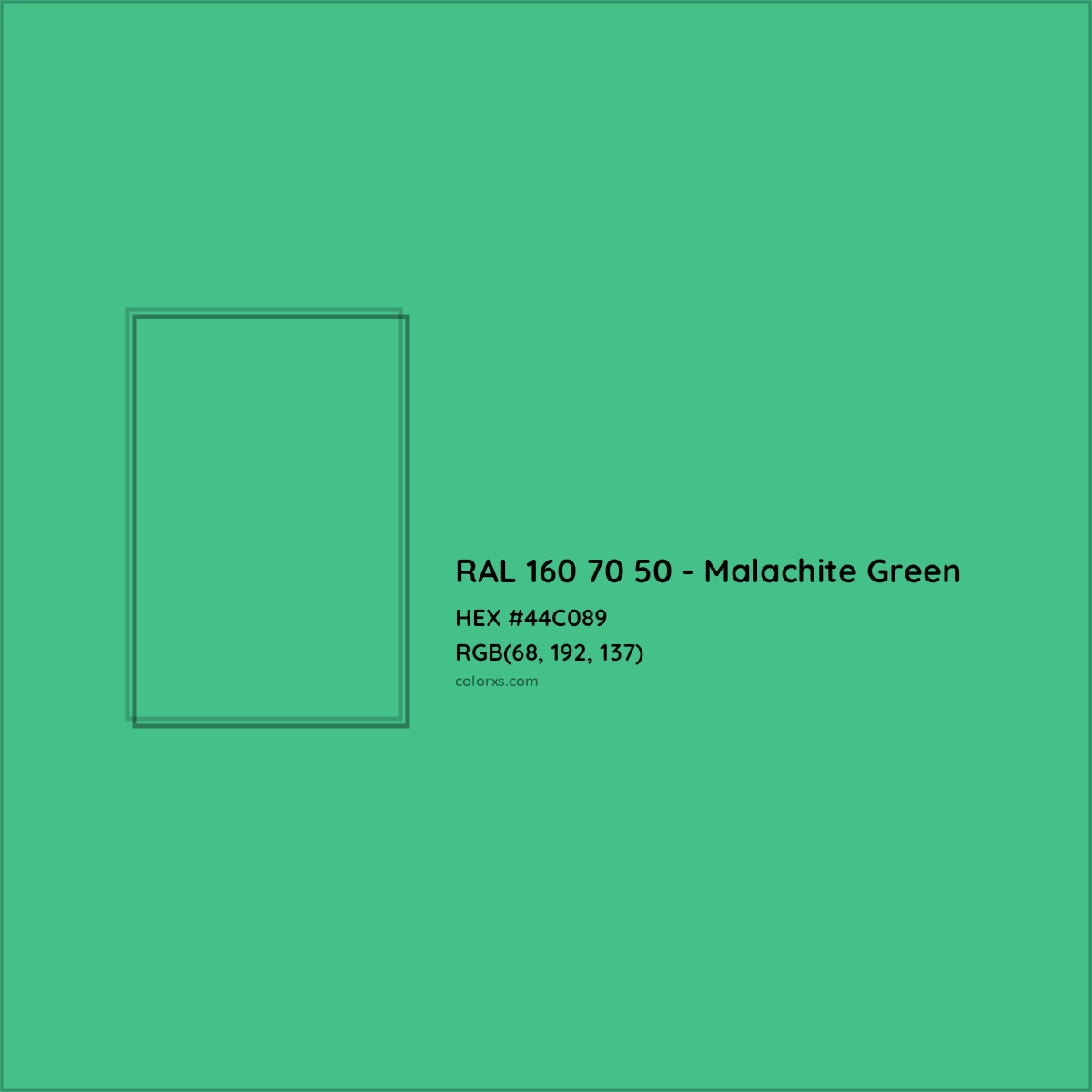 HEX #44C089 RAL 160 70 50 - Malachite Green CMS RAL Design - Color Code