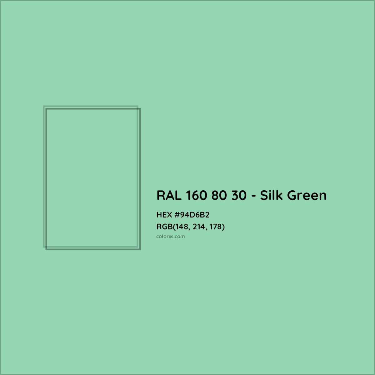 HEX #94D6B2 RAL 160 80 30 - Silk Green CMS RAL Design - Color Code