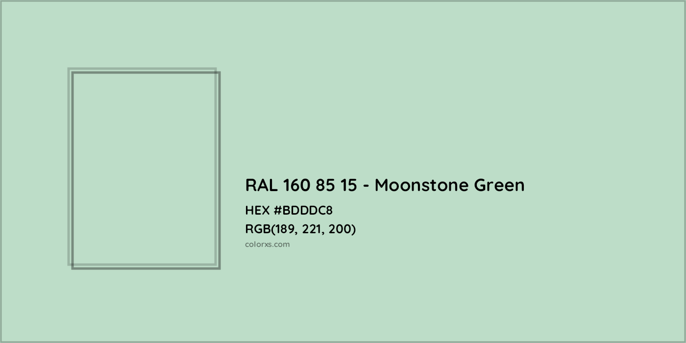HEX #BDDDC8 RAL 160 85 15 - Moonstone Green CMS RAL Design - Color Code
