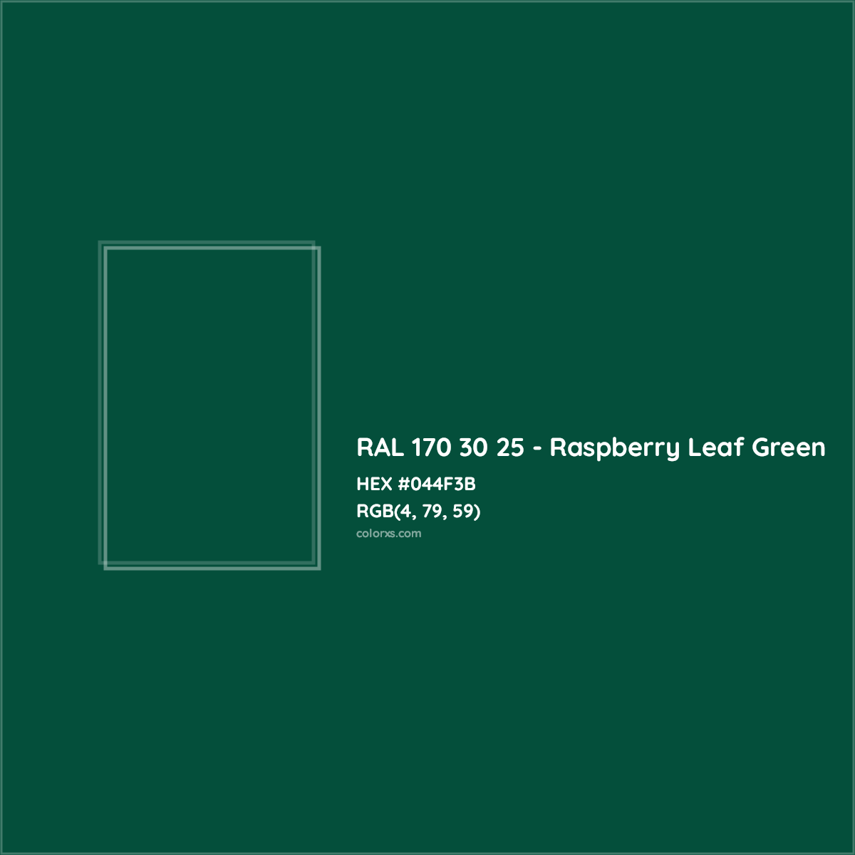 HEX #044F3B RAL 170 30 25 - Raspberry Leaf Green CMS RAL Design - Color Code