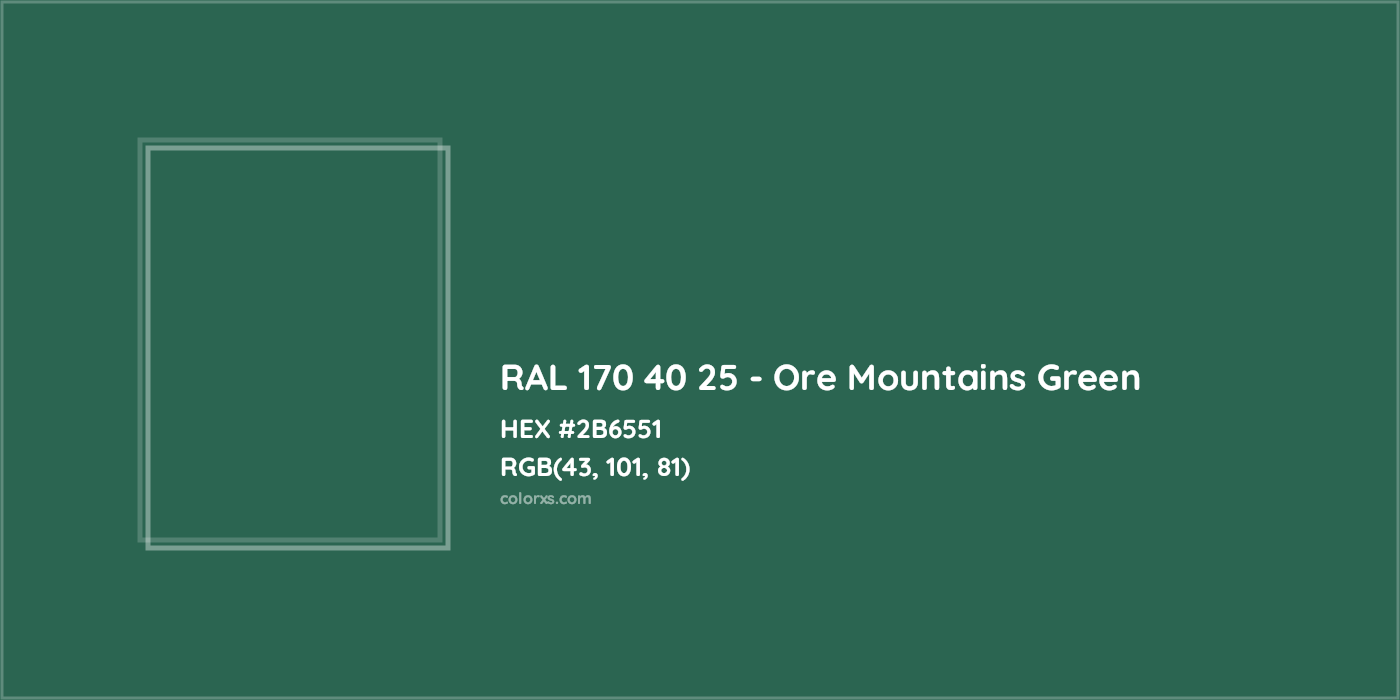 HEX #2B6551 RAL 170 40 25 - Ore Mountains Green CMS RAL Design - Color Code