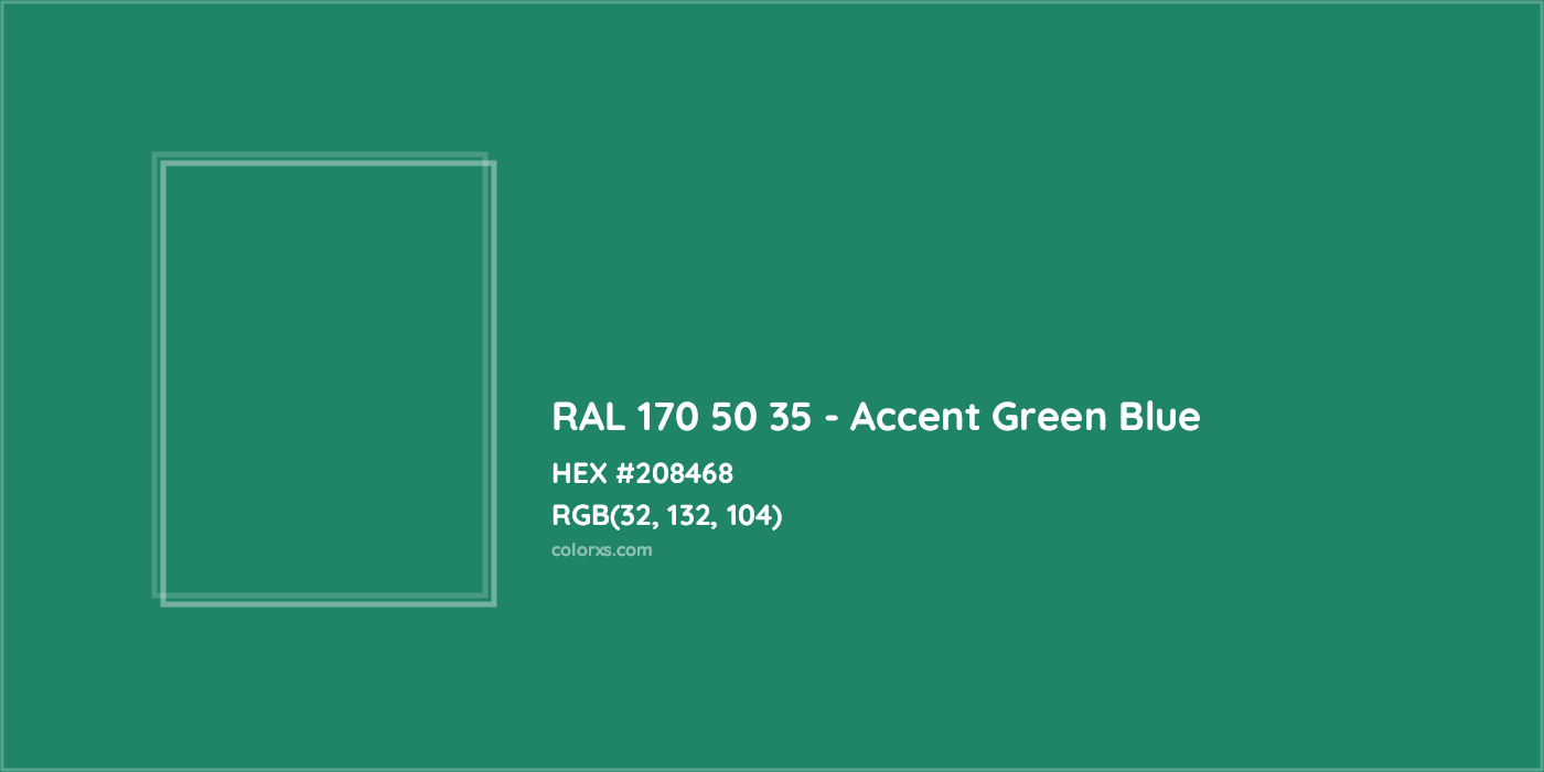 HEX #208468 RAL 170 50 35 - Accent Green Blue CMS RAL Design - Color Code