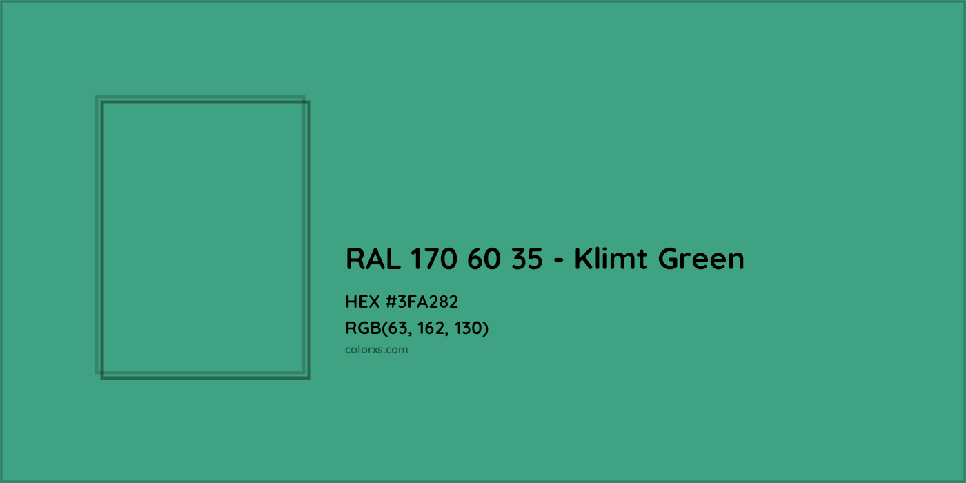HEX #3FA282 RAL 170 60 35 - Klimt Green CMS RAL Design - Color Code