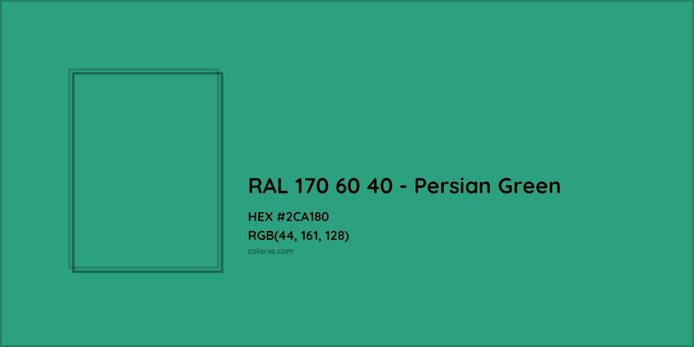 HEX #2CA180 RAL 170 60 40 - Persian Green CMS RAL Design - Color Code