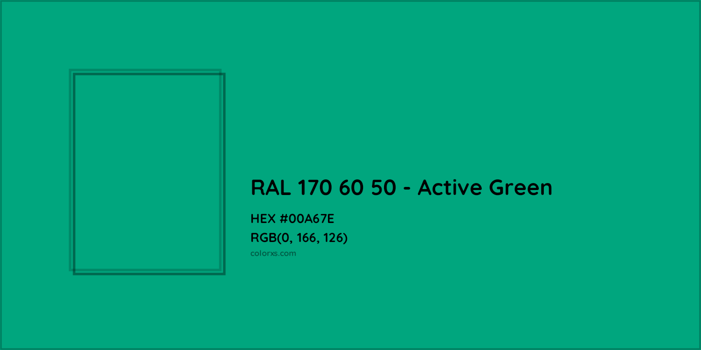 HEX #00A67E RAL 170 60 50 - Active Green CMS RAL Design - Color Code