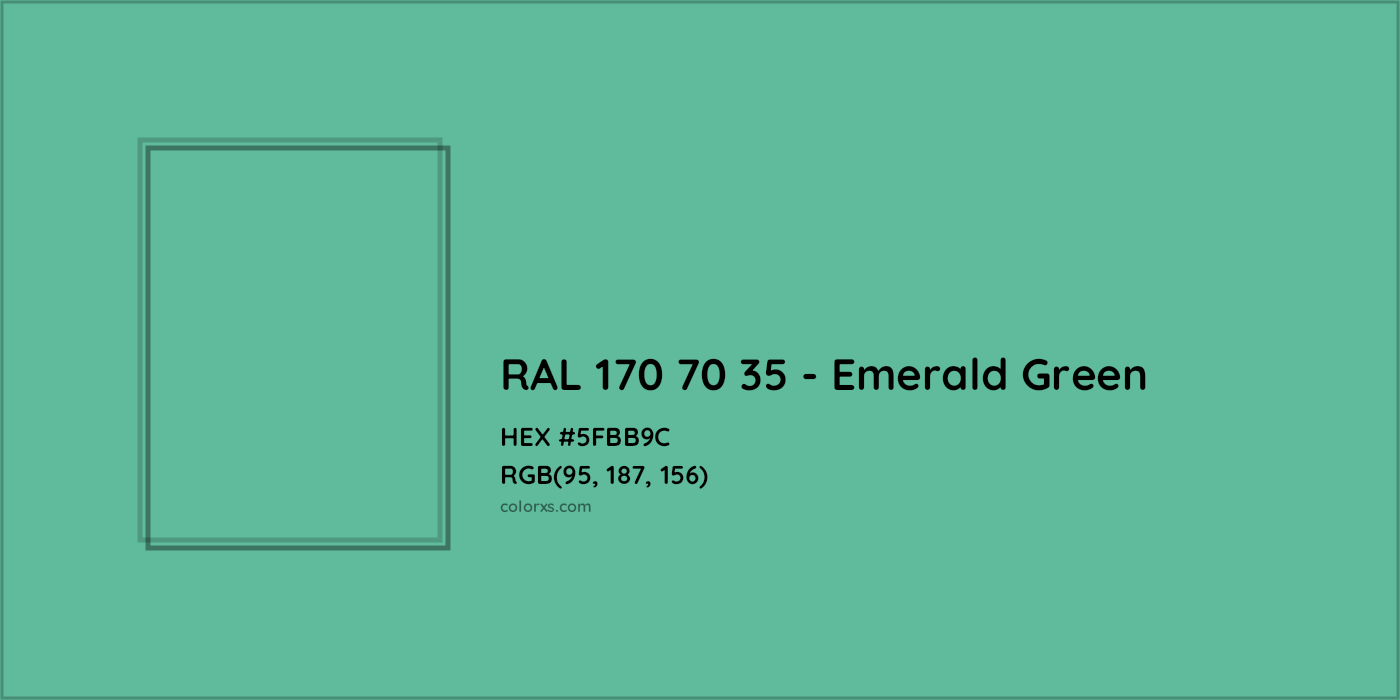 HEX #5FBB9C RAL 170 70 35 - Emerald Green CMS RAL Design - Color Code
