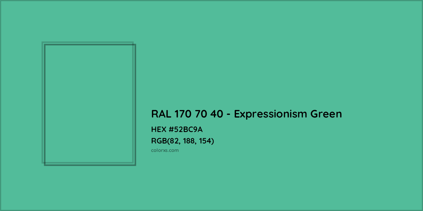 HEX #52BC9A RAL 170 70 40 - Expressionism Green CMS RAL Design - Color Code