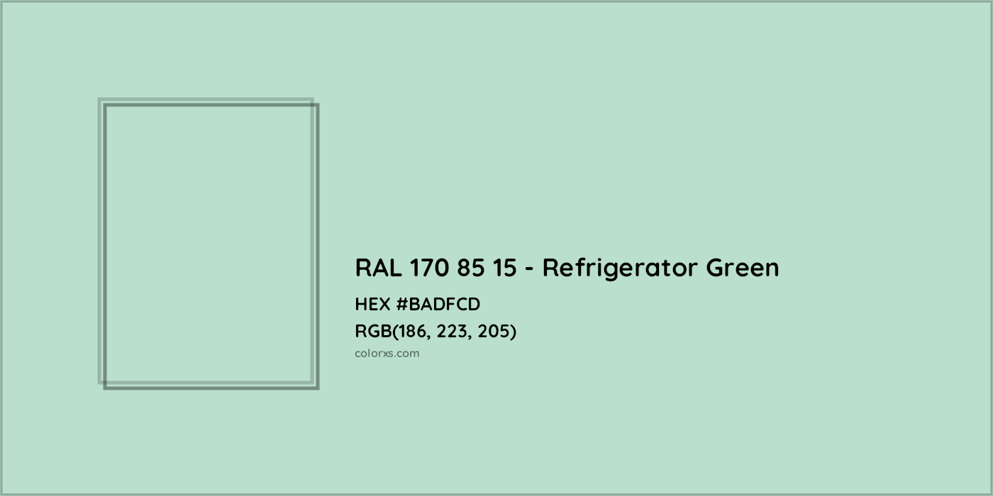 HEX #BADFCD RAL 170 85 15 - Refrigerator Green CMS RAL Design - Color Code