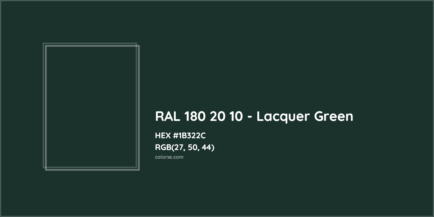 HEX #1B322C RAL 180 20 10 - Lacquer Green CMS RAL Design - Color Code