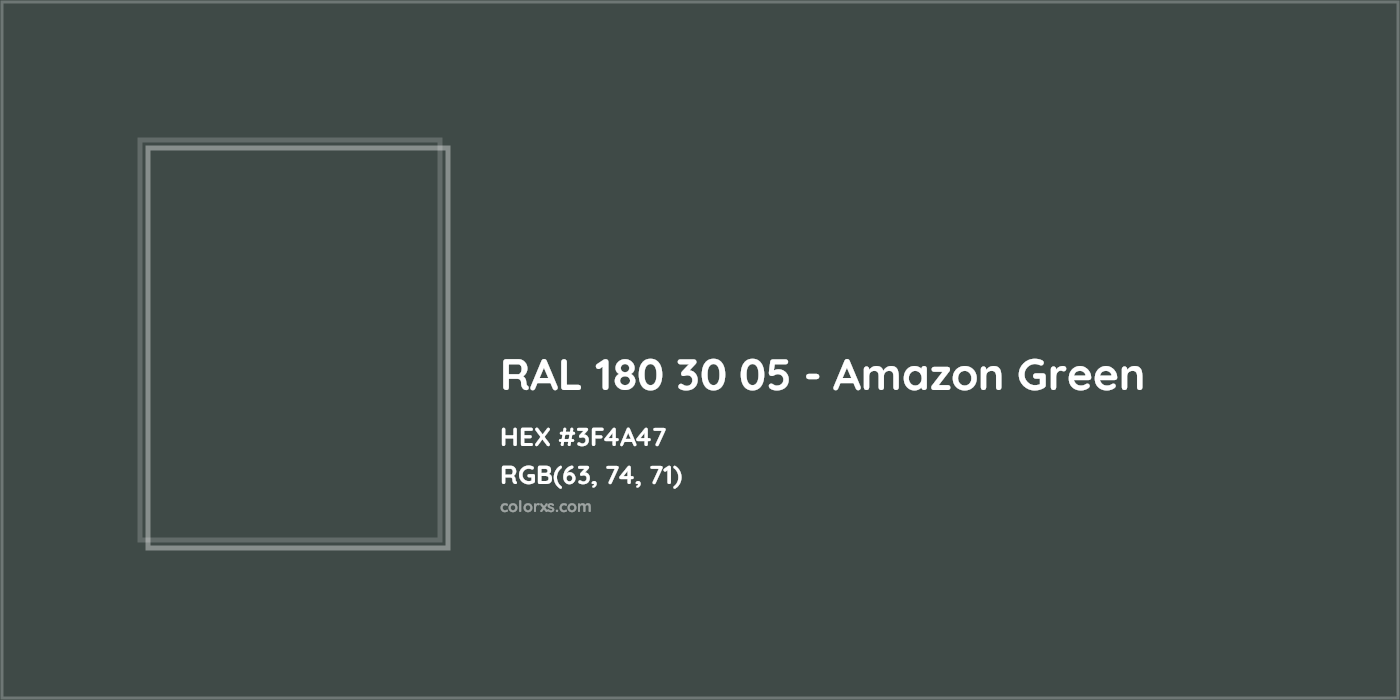 HEX #3F4A47 RAL 180 30 05 - Amazon Green CMS RAL Design - Color Code
