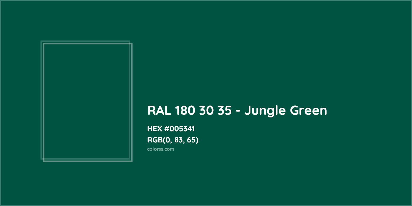 HEX #005341 RAL 180 30 35 - Jungle Green CMS RAL Design - Color Code