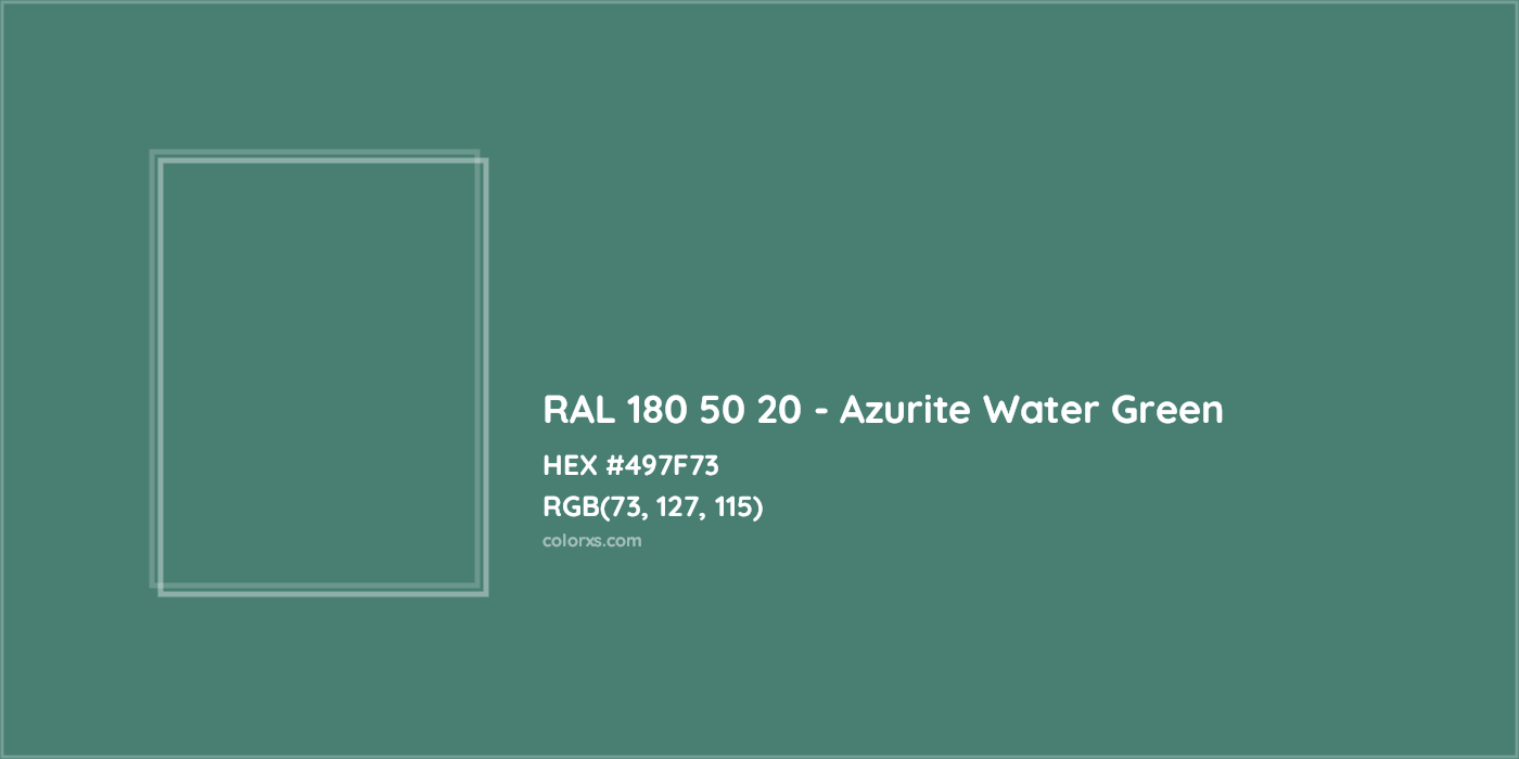 HEX #497F73 RAL 180 50 20 - Azurite Water Green CMS RAL Design - Color Code