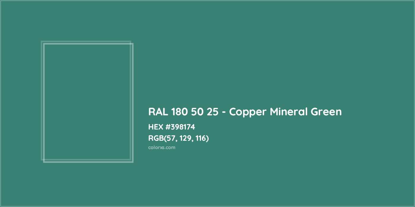 HEX #398174 RAL 180 50 25 - Copper Mineral Green CMS RAL Design - Color Code