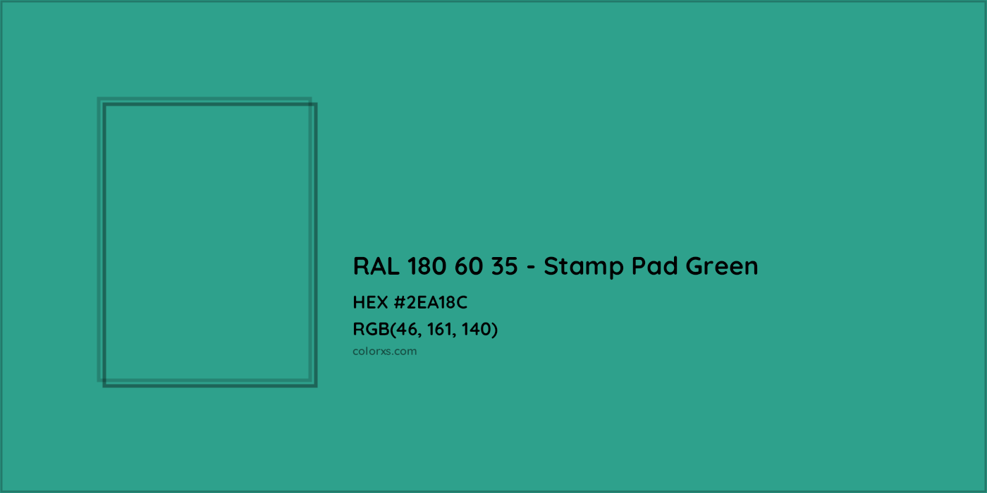 HEX #2EA18C RAL 180 60 35 - Stamp Pad Green CMS RAL Design - Color Code