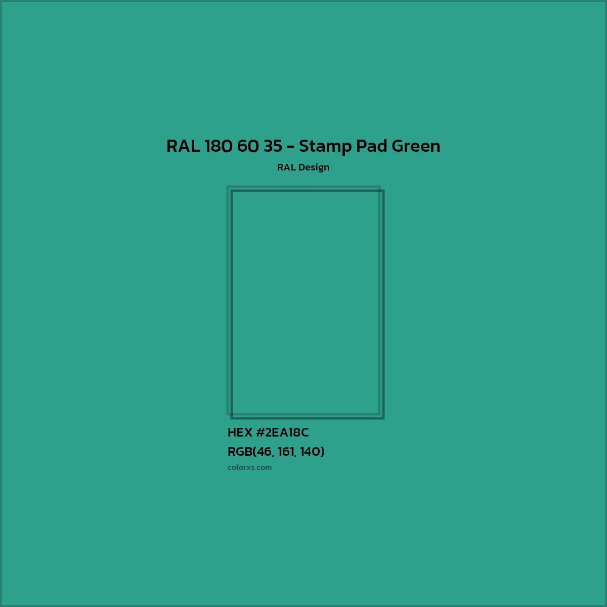 HEX #2EA18C RAL 180 60 35 - Stamp Pad Green CMS RAL Design - Color Code