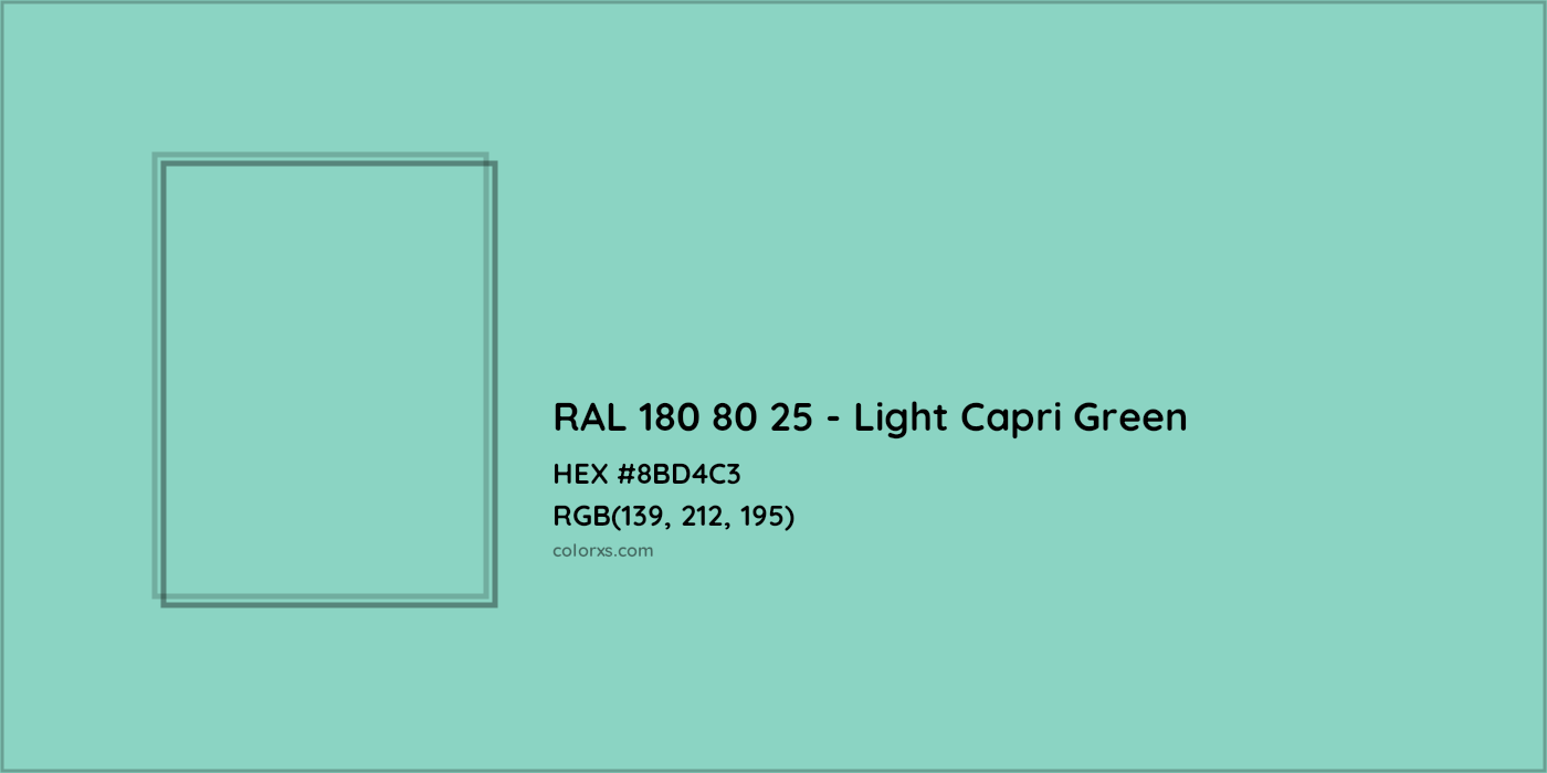 HEX #8BD4C3 RAL 180 80 25 - Light Capri Green CMS RAL Design - Color Code
