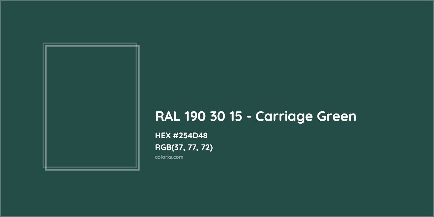 HEX #254D48 RAL 190 30 15 - Carriage Green CMS RAL Design - Color Code