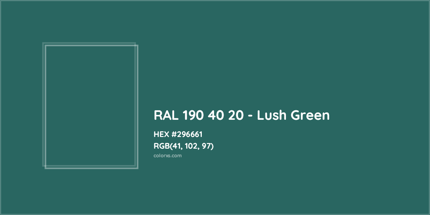 HEX #296661 RAL 190 40 20 - Lush Green CMS RAL Design - Color Code