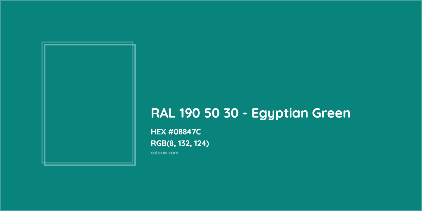 HEX #08847C RAL 190 50 30 - Egyptian Green CMS RAL Design - Color Code