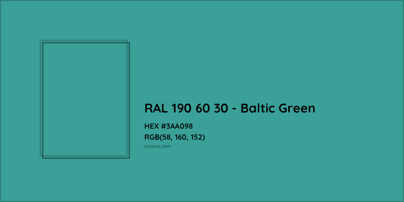 HEX #3AA098 RAL 190 60 30 - Baltic Green CMS RAL Design - Color Code