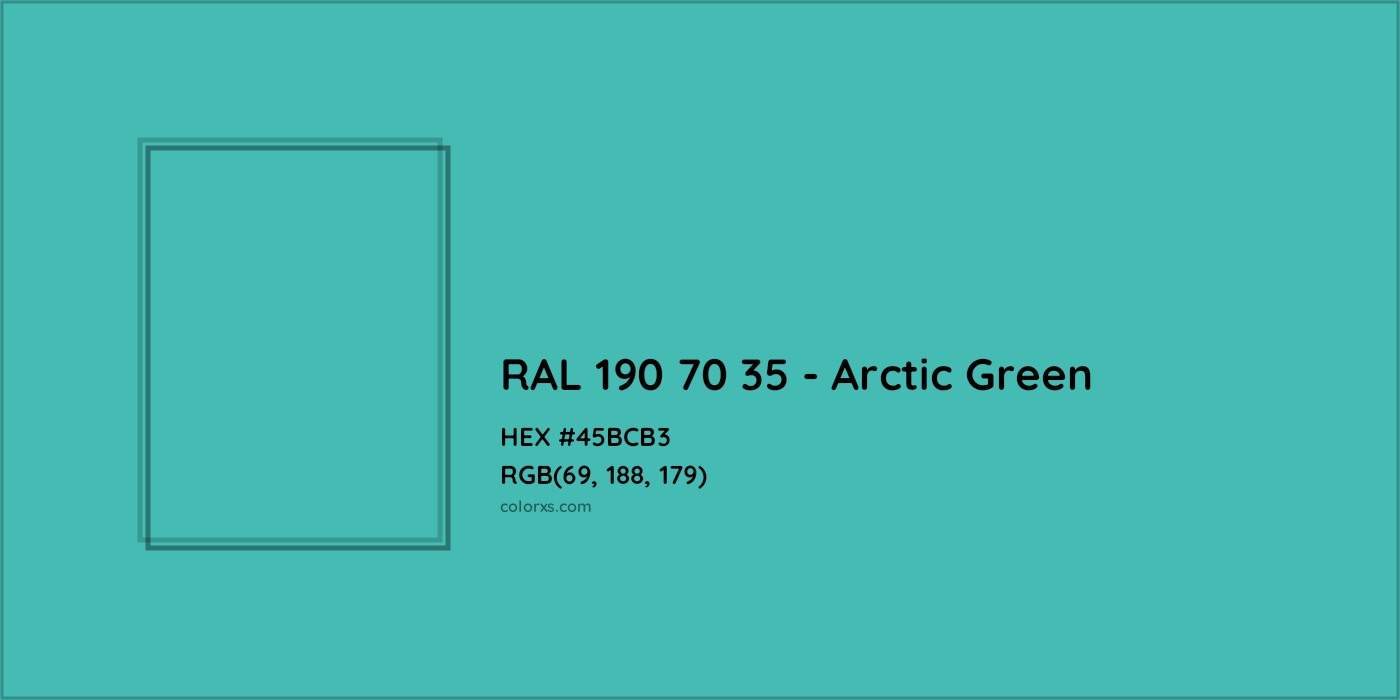HEX #45BCB3 RAL 190 70 35 - Arctic Green CMS RAL Design - Color Code