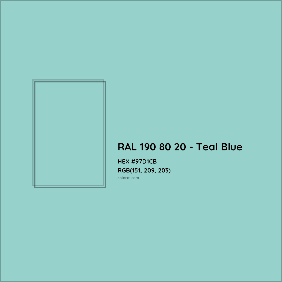 HEX #97D1CB RAL 190 80 20 - Teal Blue CMS RAL Design - Color Code