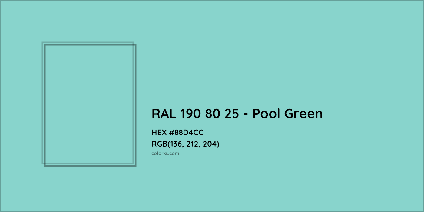 HEX #88D4CC RAL 190 80 25 - Pool Green CMS RAL Design - Color Code