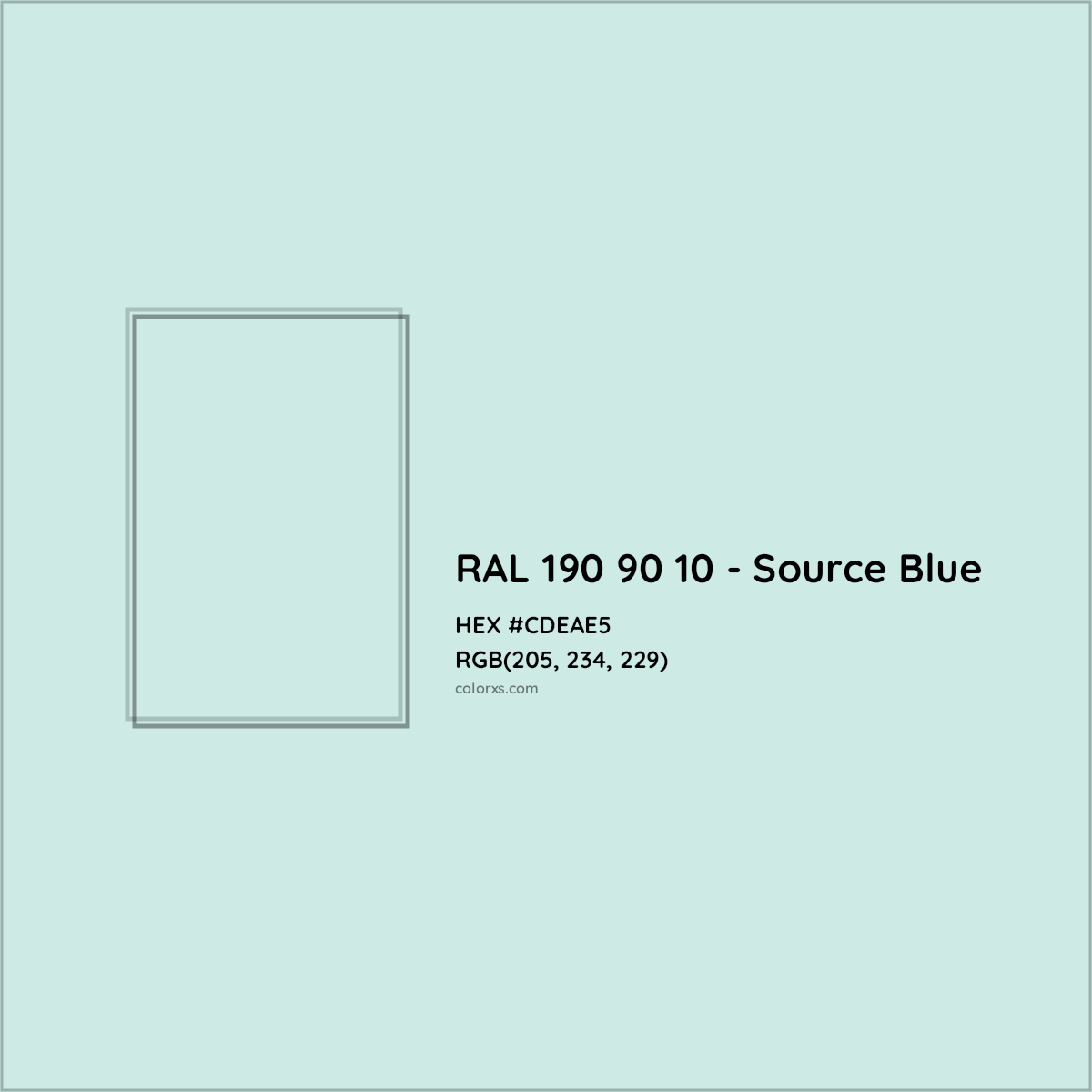HEX #CDEAE5 RAL 190 90 10 - Source Blue CMS RAL Design - Color Code