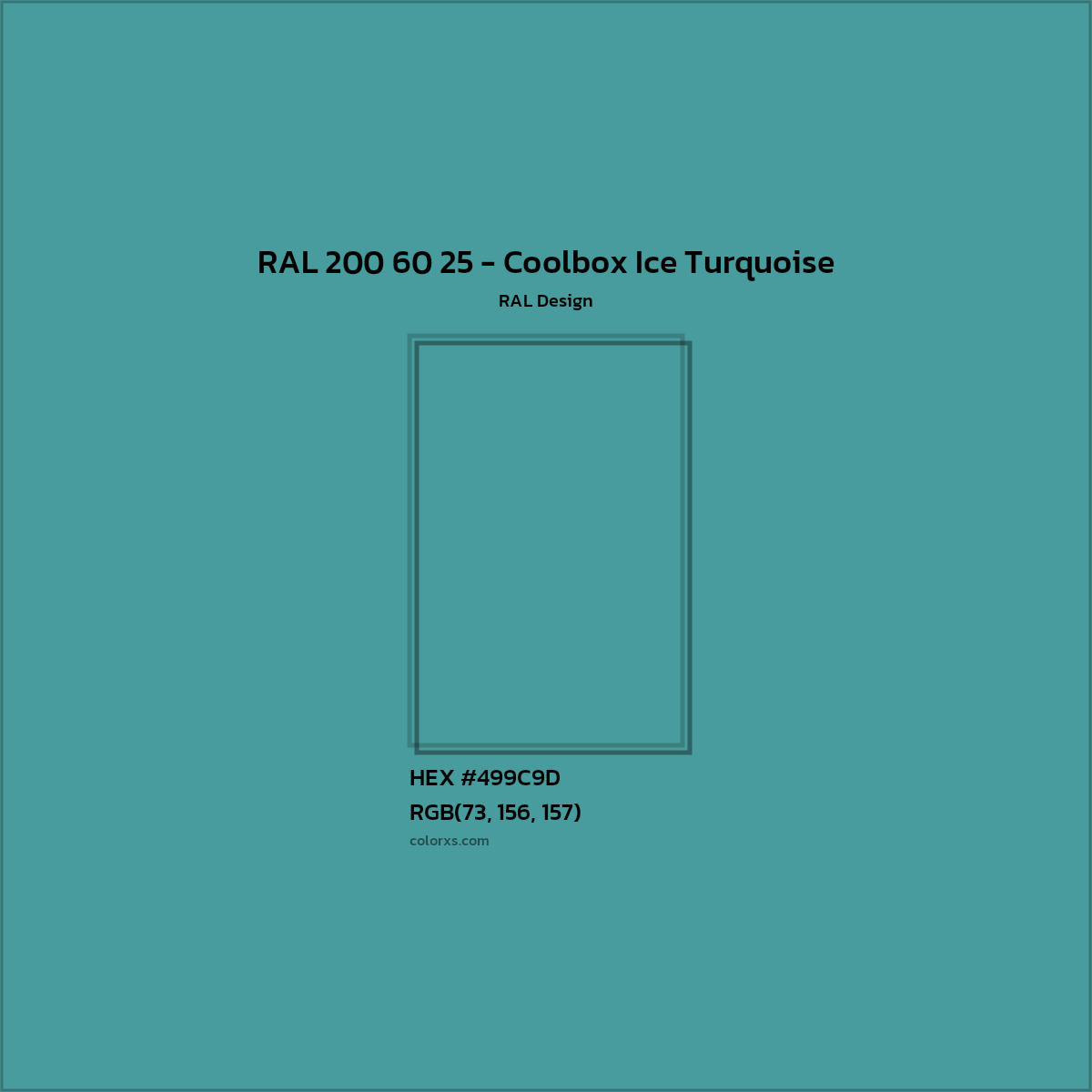 HEX #499C9D RAL 200 60 25 - Coolbox Ice Turquoise CMS RAL Design - Color Code