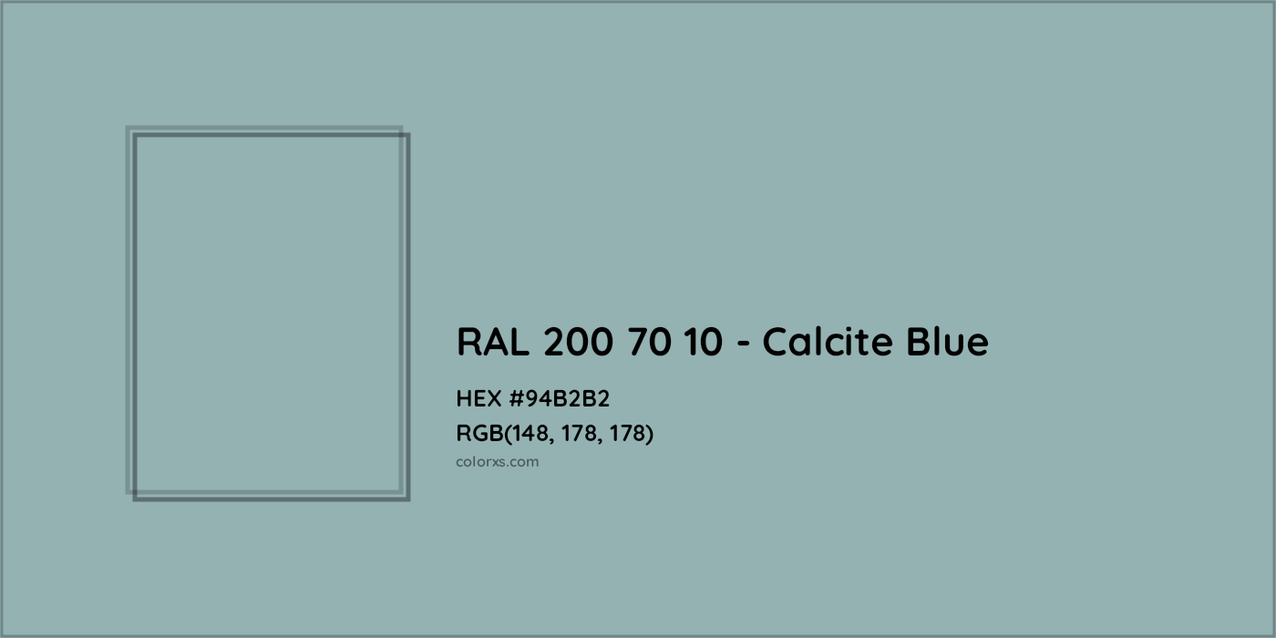 HEX #94B2B2 RAL 200 70 10 - Calcite Blue CMS RAL Design - Color Code